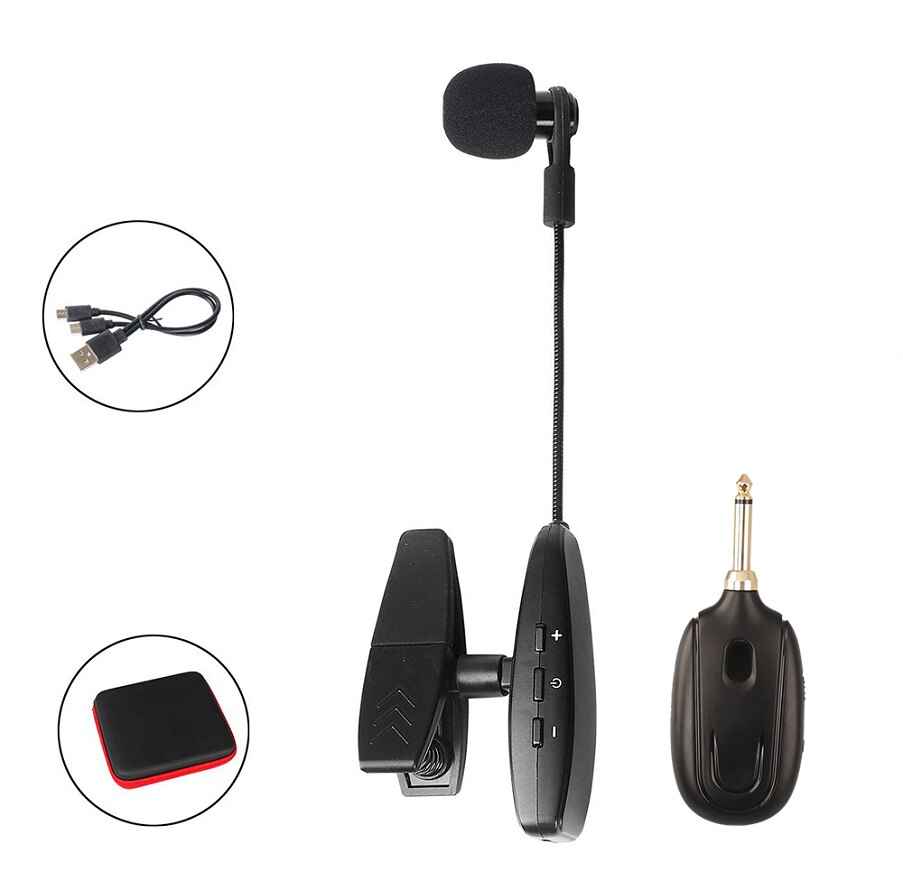 UHF clip-on instrument microphone Saxophone Mic Wireless Microphone For Trumpet Sax Horn Tuba flute Clarinet Pipe Saxophone: Default Title