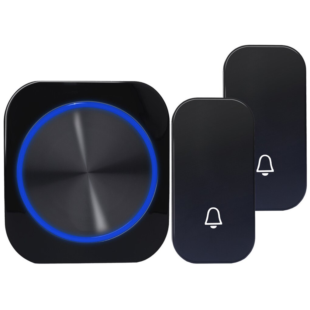 Self Powered Wireless Waterproof DoorBell Door Bell Night Light No Battery Smart Home 1/2 Button 1/2 Receiver EU Plug: Black M688-21 EU