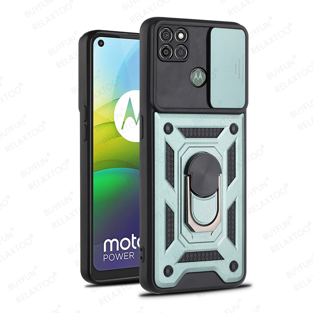 Armor Metal Case Voor Motorola Moto G9 Power XT2091-3 XT2091-4 Vinger Ring Houder Stand Cover Fundas Voor Moto Rola G 9 G9 Power: Green  Case X 1