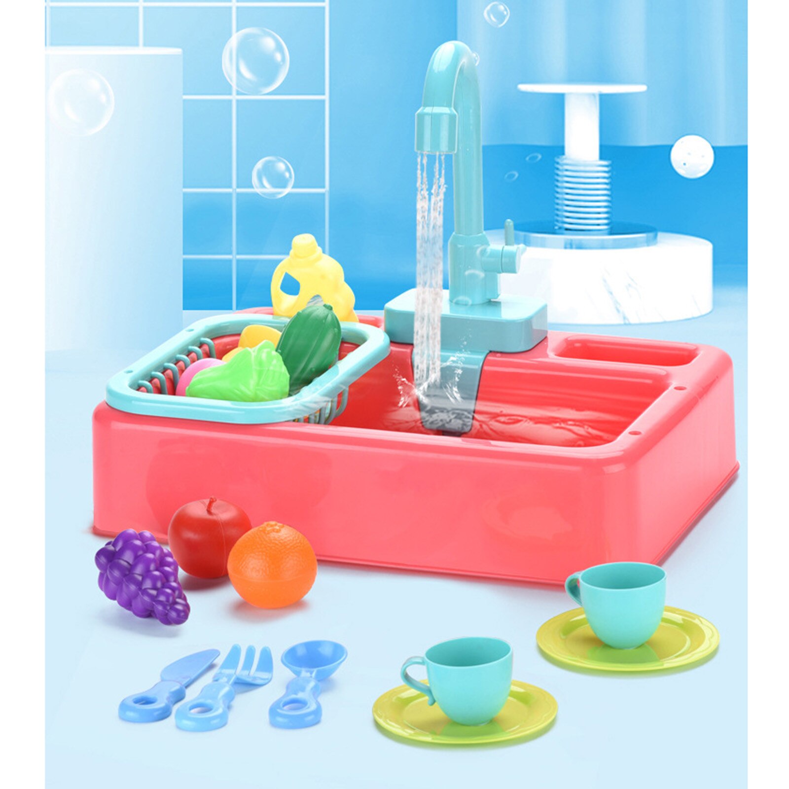 19 Stck Analog Elektrische Spülmaschine Waschbecken freundlicher Rolle Spielen Küche einstellen Spielzeug Lustige Rolle-spielen Mini Küche Simulation spielzeug: C
