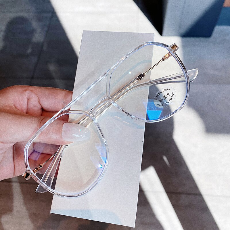 YOOSKE-monturas de gafas TR90 para ordenador para hombre y mujer, anteojos con bloqueo de luz azul, montura única para miopía, lentes con luz azul: Clear