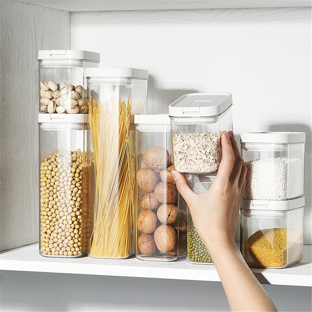 Food Storage Container 500/800/1300/1800ML Multigrain Storage Jar Sealed Grain Storage Box Plastic Dried Fruit Storage Cans
