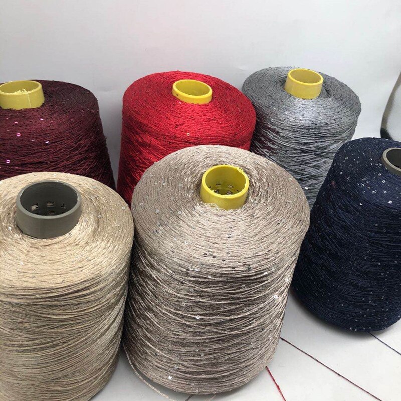 500g sommaris siden paljettgarn special merceriserad linje gör det själv 2mm paljetter handstickat garn tråd docka tröja sticklinje