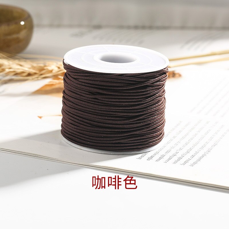 1mm 50M/Roll White Black Round Elastic Band Tape Handmade Braid Bead Necklace Bracelet String Cord Rubber Stitching Ribbon Rope: Coffee