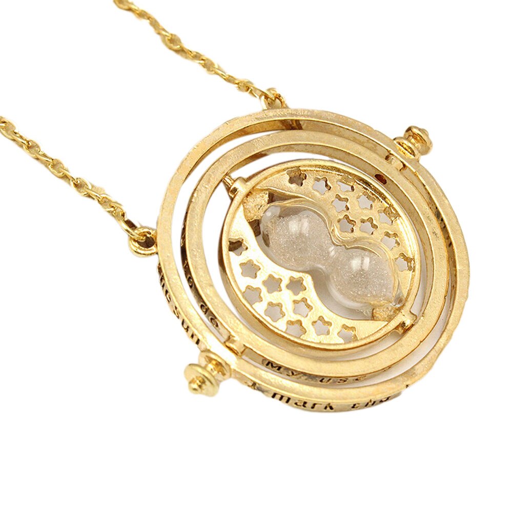 Neue Kühle Zeit Dreher Rotierenden Sanduhr Anhänger Legierung Halskette Goldene Farbe Für Frauen Mädchen