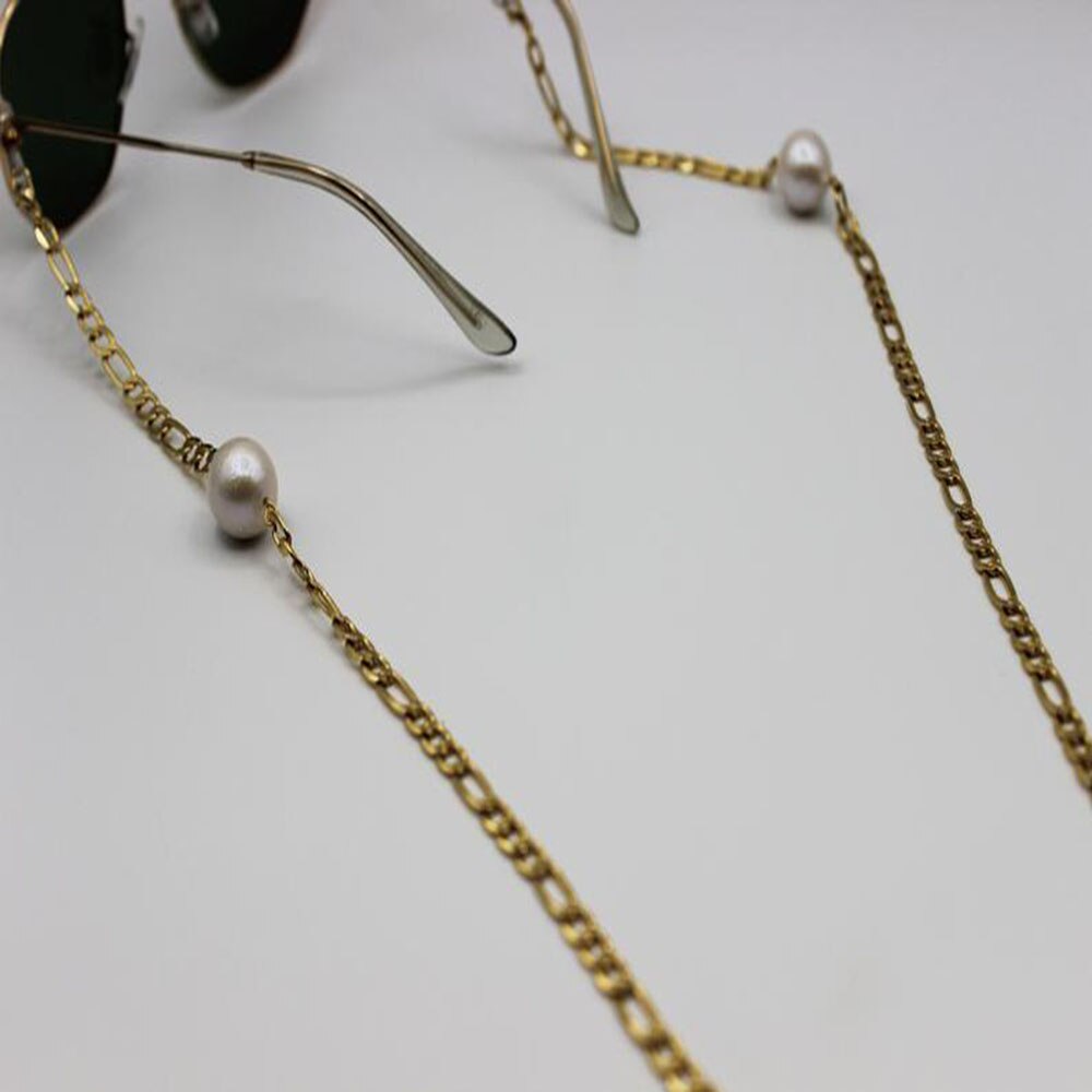 Metalen Ketting Imitatie Parel Zonnebril Bril Ketting Mode Eenvoudige Dames Anti-Verloren Zonnebril Keten