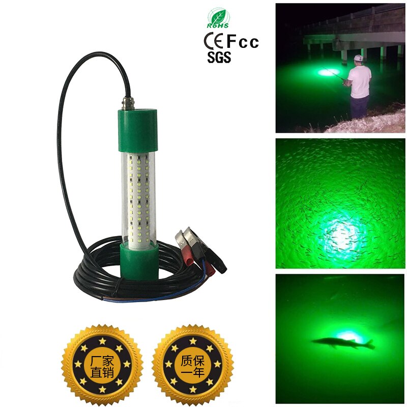 Luz LED de pesca sumergible, 100 W, 12V, verde, azul, amarillo, ip68, alta potencia, cebo para atraer peces