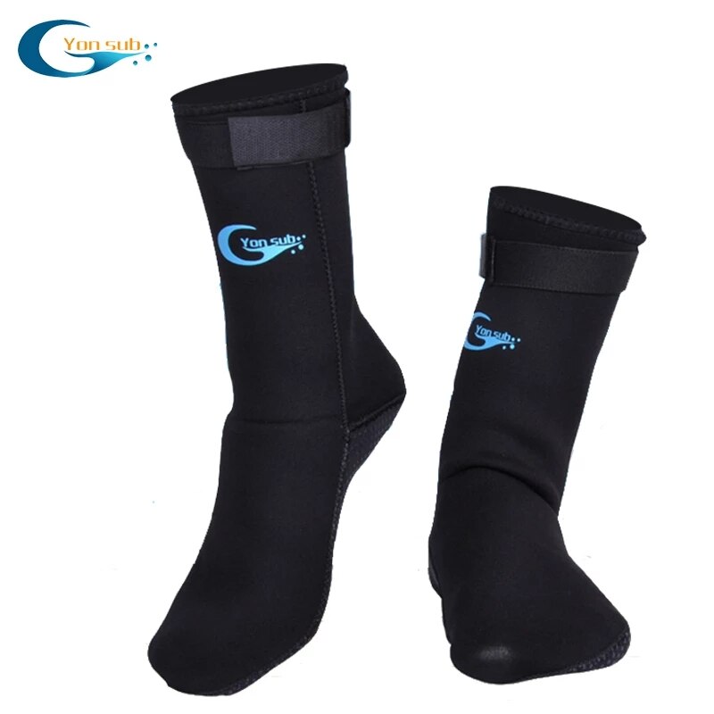 Yonsub 3mm Neoprene Scuba Diving Socks - Anti-Slip, Scratch Prevention, Black Swim Socks for Surfing & Underwater Hunting