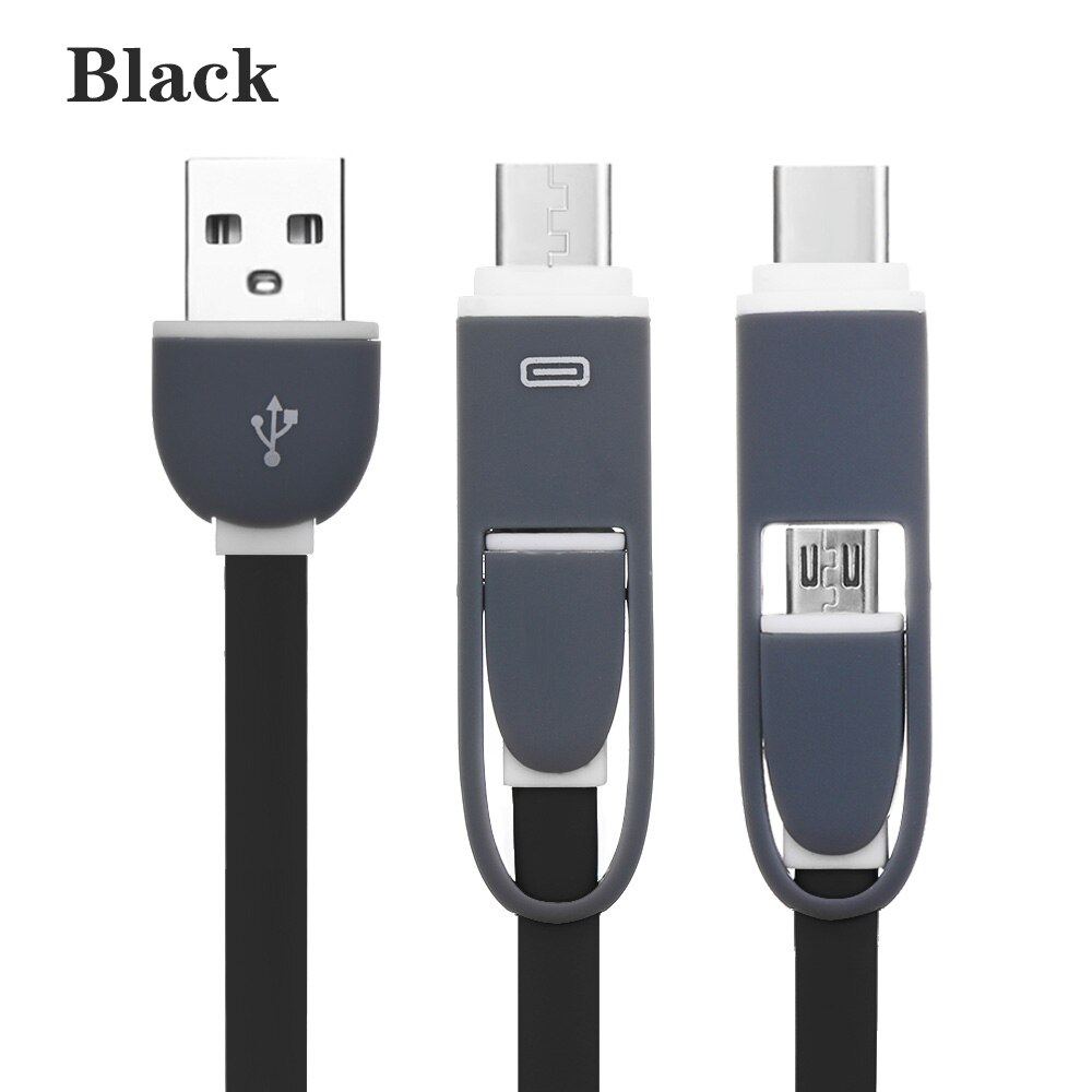 2 In 1 Oplaadsnoer USB-C Adapter Digitale USB 3.1 Type-C om Micro USB Converter Gegevens Charger kabel Smartphone Accessoires: black