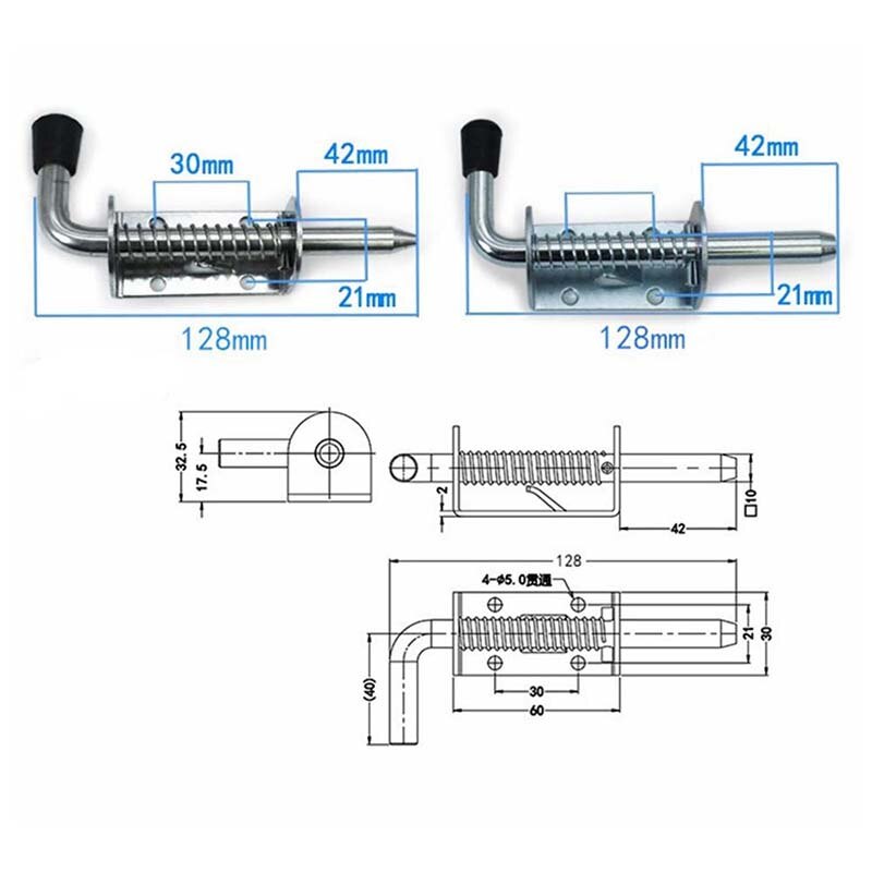1PC zapadka sprężynowa załadowana metalowa zasuwka zabezpieczająca zatrzask 128mm * 32mm srebrny ton zapadka sprężynowa es zawiasy szafek drzwiowych