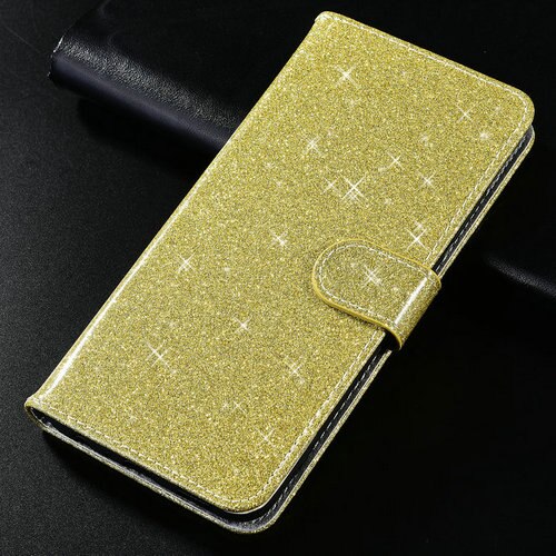 Étui portefeuille en cuir à rabat magnétique pour zte blade  a5 , avec support, housse de protection pour téléphone portable  a5: Paillettes dorées