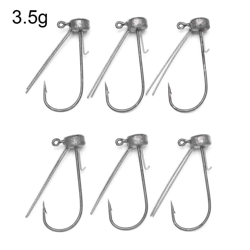 6 PCs/Lot Mushroom Head Jig Head Fishing Hook Weedless Fishing Ned Rig Bass Fishing Tackle 3.5g 5.5g 6.5g: WHITE
