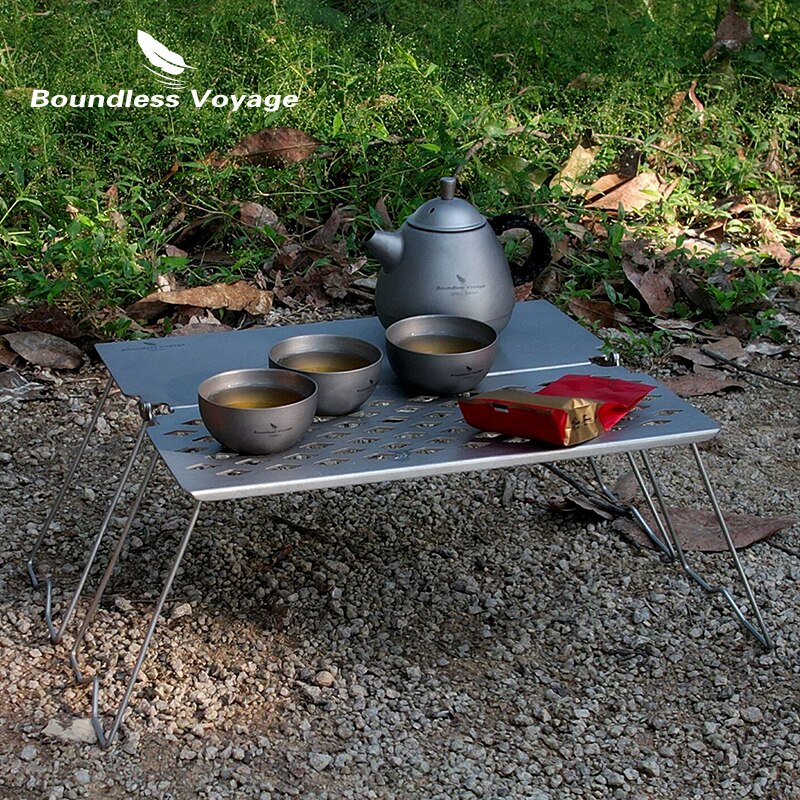 Boundless Voyage Camping Titanium Grill with Frying Plate Outdoor Steak BBQ Charcoal Grill Net with Folding Handle Ti2028C