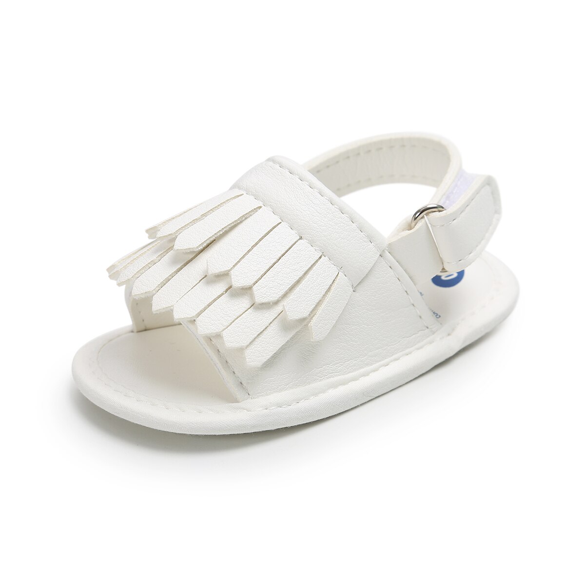 Sandalias chicas chicos bebé fleco sólido recién nacido Infante antideslizante suela de algodón peso ligero primeros caminantes zapatos lindos de verano: Blanco / 13-18 meses