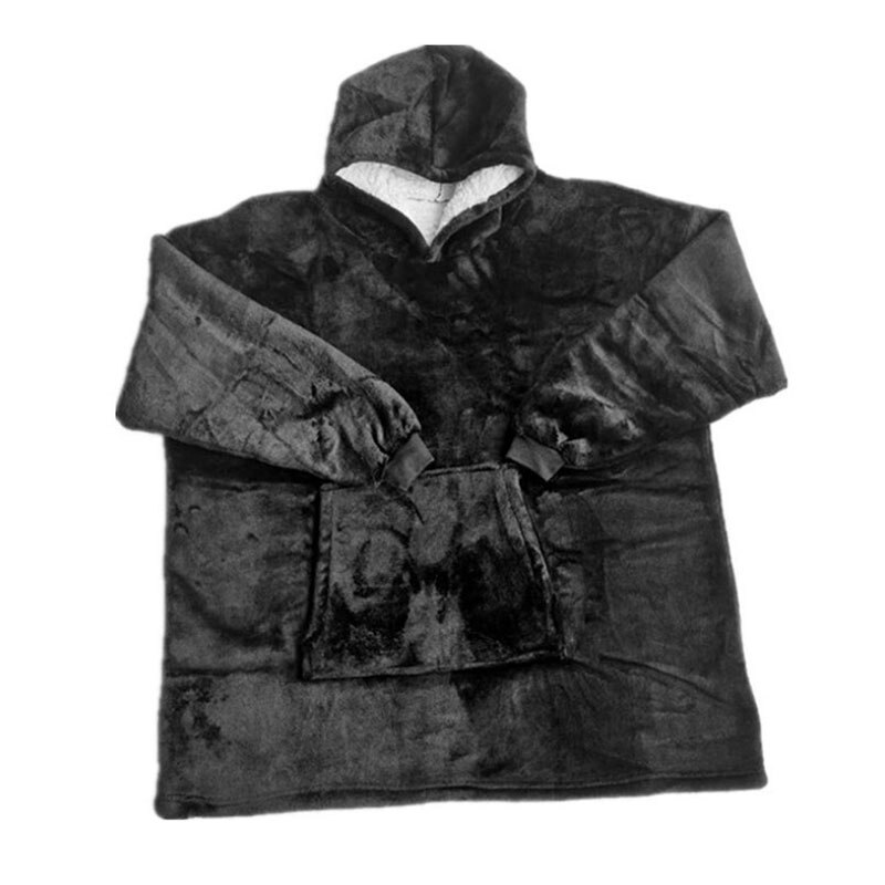 Winter Warm TV Pocket Hooded Blankets Adults Kids Bathrobe Sofa Cozy Blanket Sweatshirt Plush Coral Fleece Blankets Outwears: BK