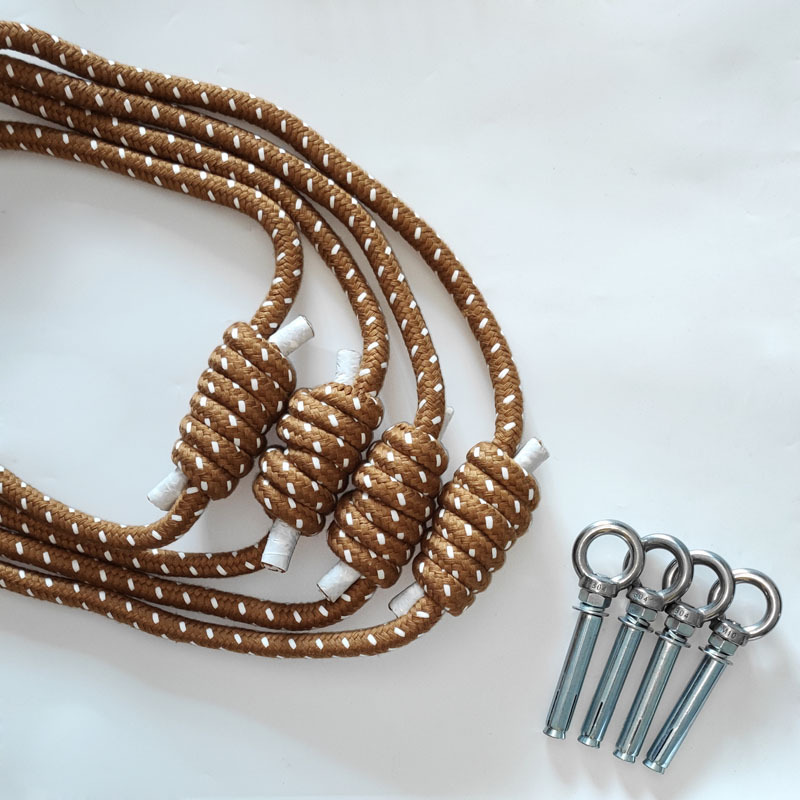4-teiliges Yoga-Seil zum Aufhängen an der Wand, Iyengar Yoga-Gürtel, Anti-Schwerkraft-Yoga-Sling, Inversion-Übungen mit Dehnschrauben und Ringen: Brown