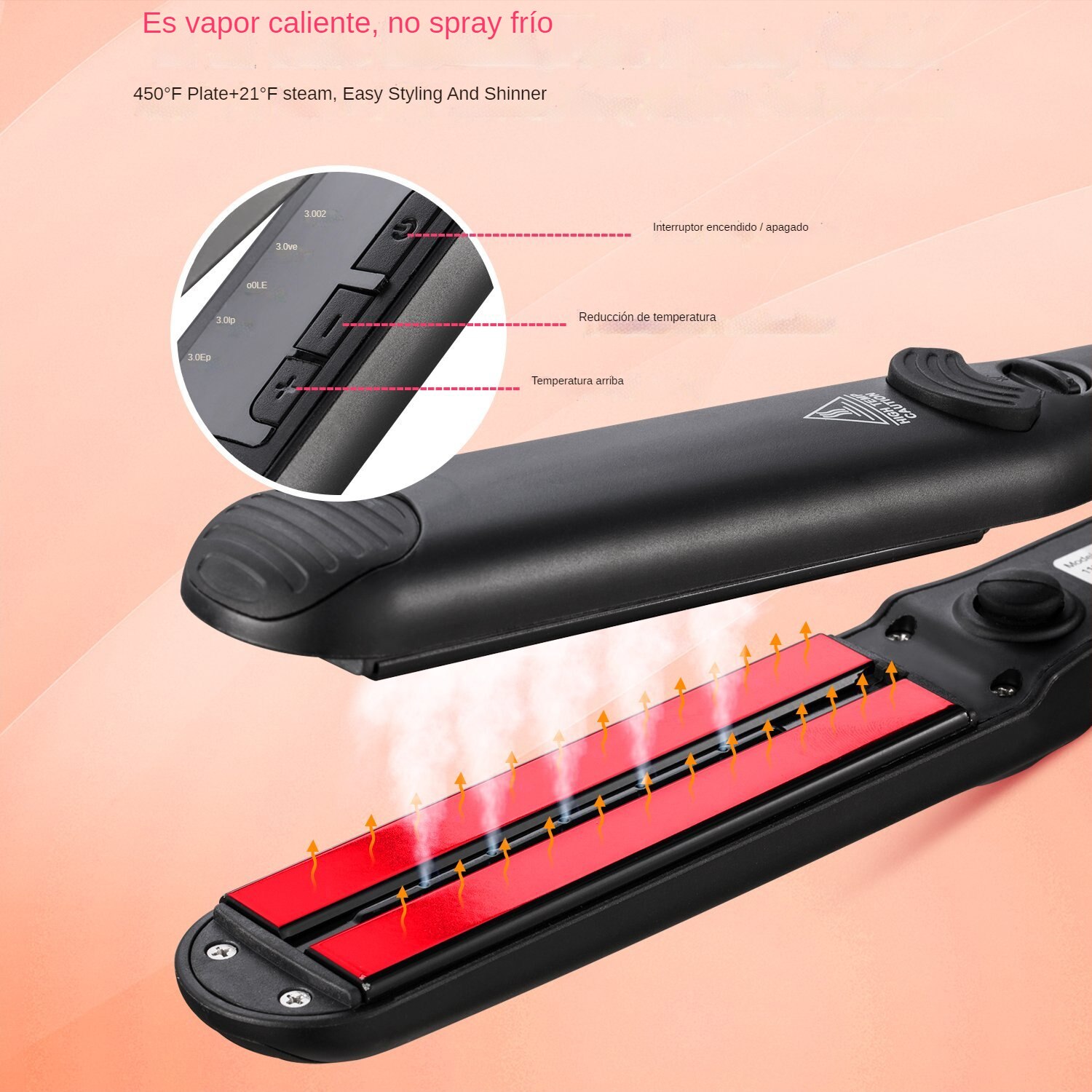 Plancha de pelo a vapor para peinar el cabello, alisador de pelo con placas anchas de cerámica, plancha alisadora y rizadora, herramienta de peinado por vapor plancha de pelo vapor planchas para el cabello