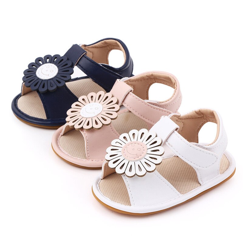 Baby Girls PU Sandals Lovely Flower Baby Shoes Soft Sole Breathable Toddler Footwear Girls Princess Shoes