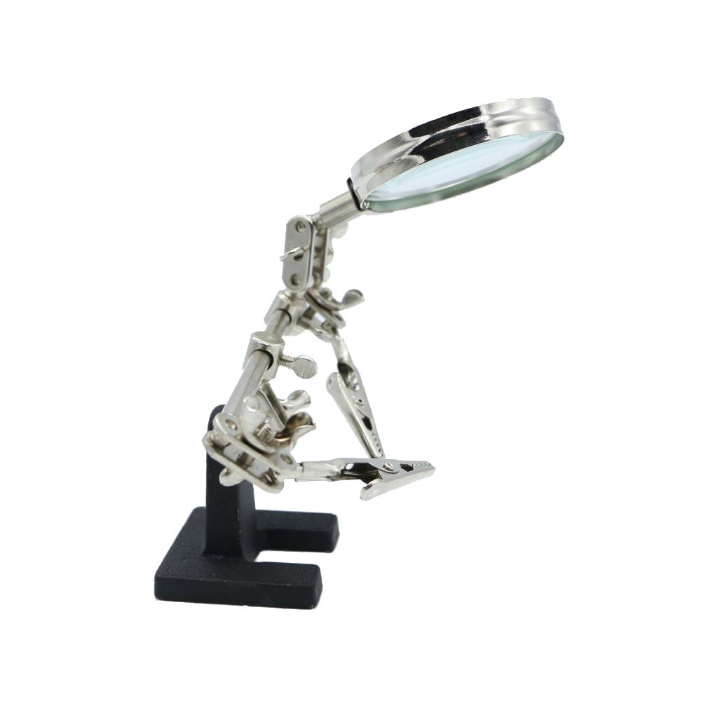 Newest protable Third Hand Tool Soldering Stand with 5X Magnifying Glass 360 Degree Rotating Adjustable Locking Arms