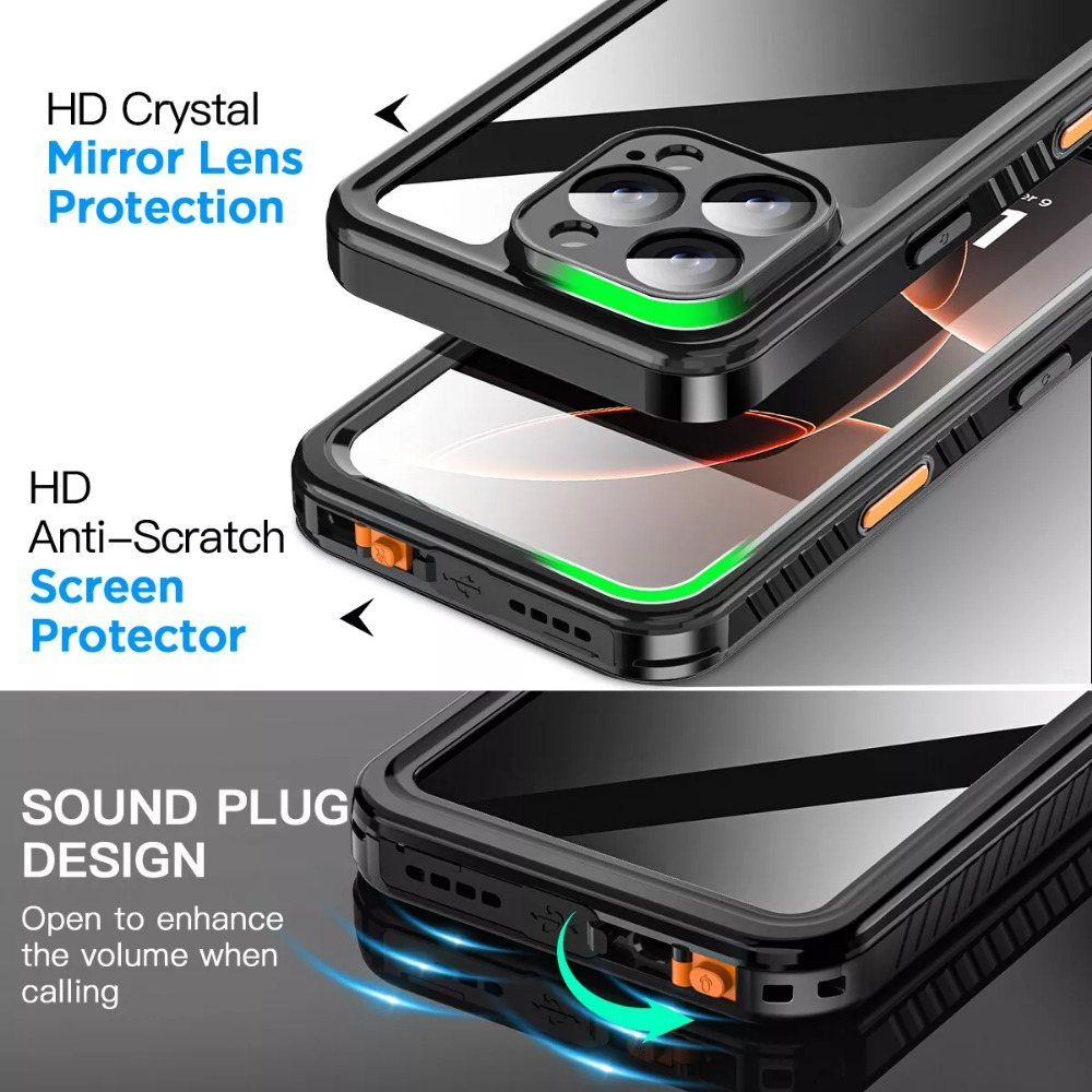 Vandtæt ip68 til 11 16e 16 15 14 13 12 pro max xr xs plus metal aluminium svømmetelefon luksuriøst undervandscover