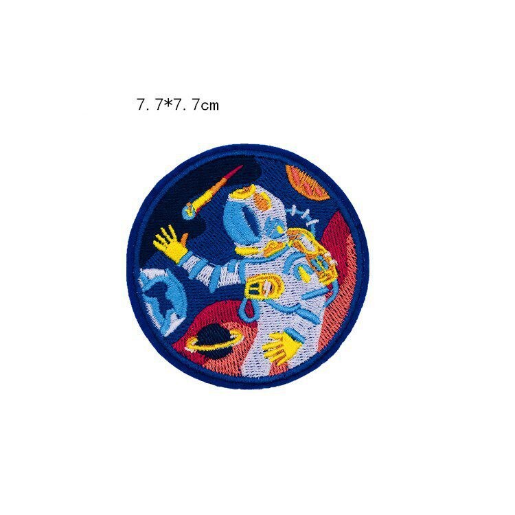 1 PCS UFO Alien Patches Astronaut Planet Embroidery Iron On Universe Parches For Clothing DIY Applique Badge Iron On Patches: Brass