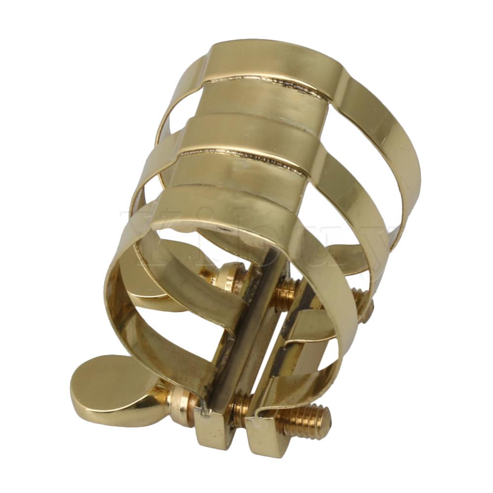 Yibuy 1x Sax Ligatuur Goud Messing E-flat Altsaxofoon Rietbinder voor Altsaxofoon
