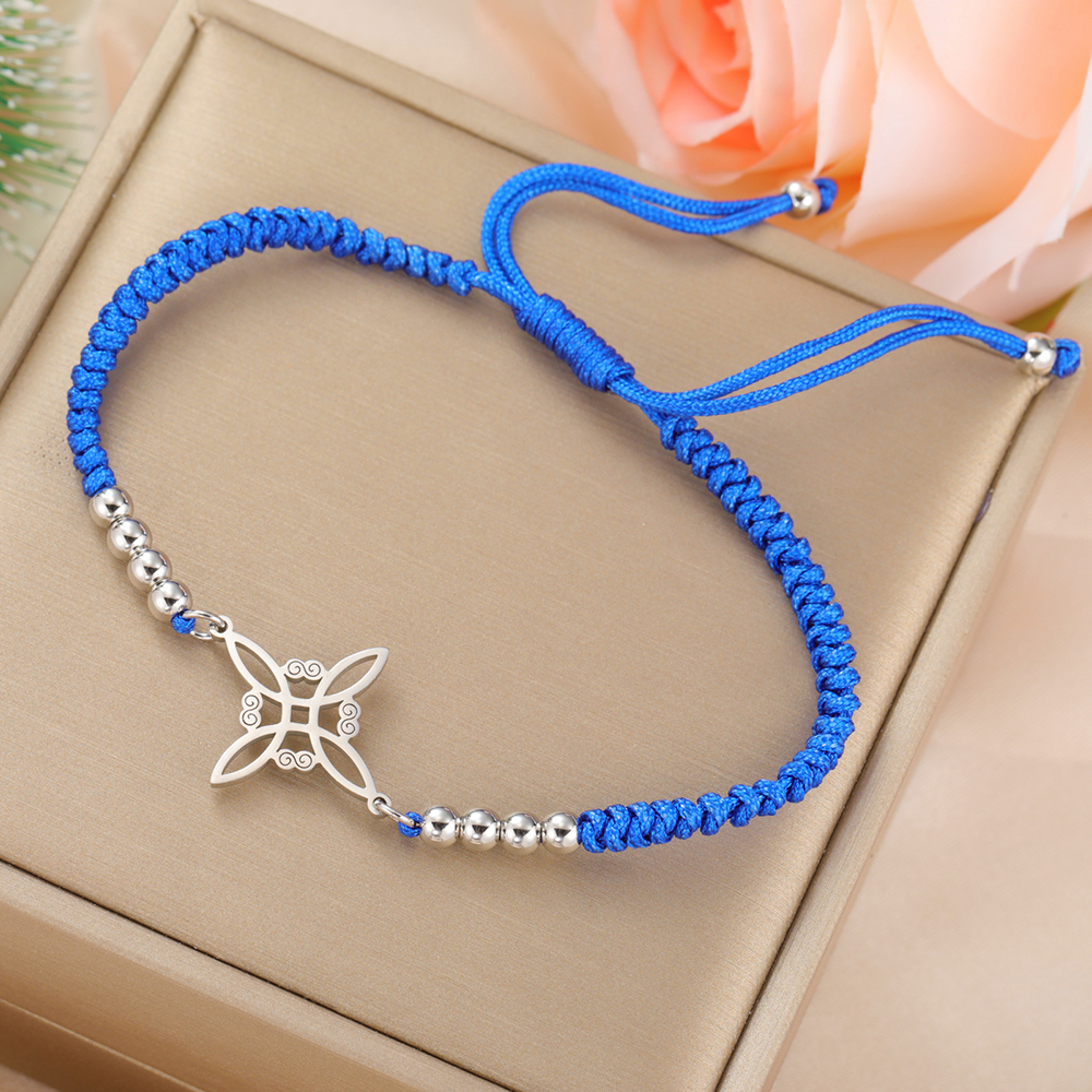 Dawapara – Bracelet à breloques avec nœud de sorcière pour femmes, amulette de Protection des nœuds celtiques, chaîne de perles en acier inoxydable, bijoux Wiccan de sorcellerie: Plaqué argent antique