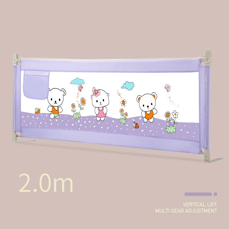 Baby Bed Fence Home Kids playpen Safety Gate Products child Care Barrier for beds Crib Rails Security Fencing Children Guardrail: 2.0M Purple