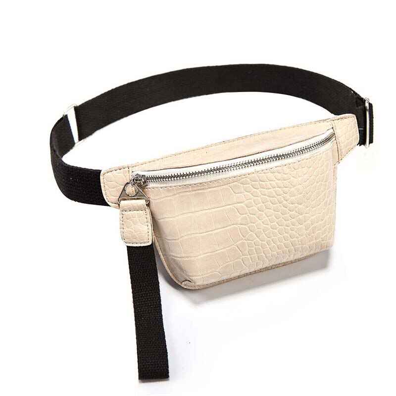 TTOU Women Waist Bag Crocodile Chest Belt Bag Clutch Female Pu Leather Handbag Cross Body Pouch Bag Fanny Pack Sachet: White