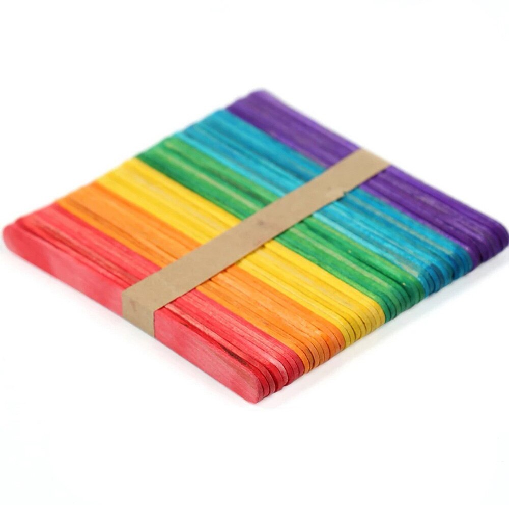 50 pcs / pack of wooden crafts sticks color sticks handmade DIY 4.49 inch long spell plug toys: BGB