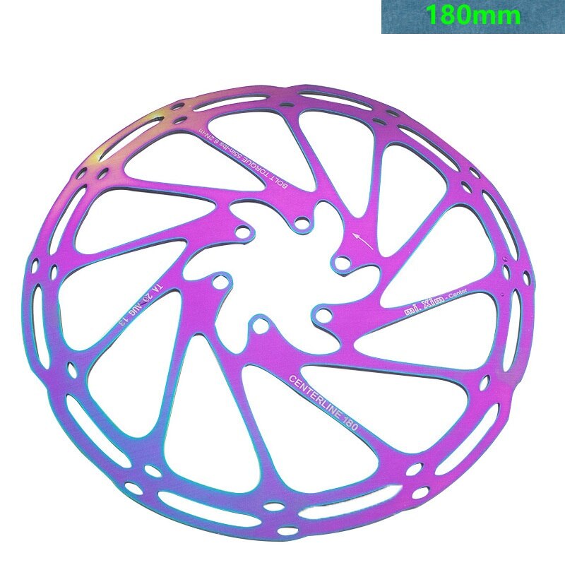 Rotor de frein à disque hydraulique de vtt coloré, ligne centrale, 160/180/203mm, arc-en-ciel, pour Sram: 180mm