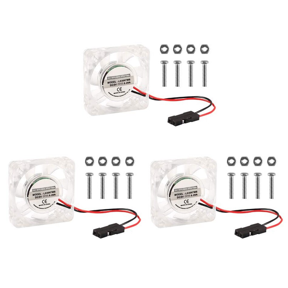 Raspberry Pi Fan Small Computer Fan Raspberry Pi Cooling Fan 30x30x7mm Brushless CPU Cooling Fan for Raspberry Pi 3 B+: 3pcs clear