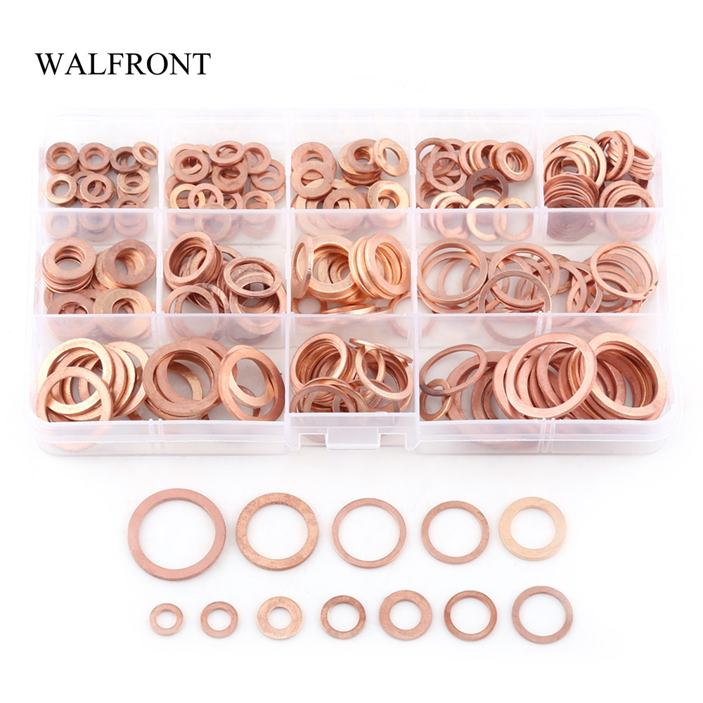 280 teile/schachtel Kupfer Flache Unterlegscheibe M5-M20 Feste Ring Sumpf Stecker Öl Dichtung Metall Scheibe Klar Dichtung Schrauben Verschluss Sortiment