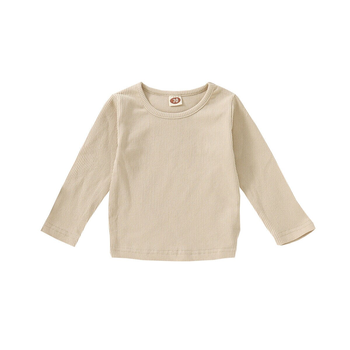 Herfst winter comfortabele baby baby t-shirt met lange mouwen solid warm top pasgeboren jongen meisje kleding: Khaki / 3M
