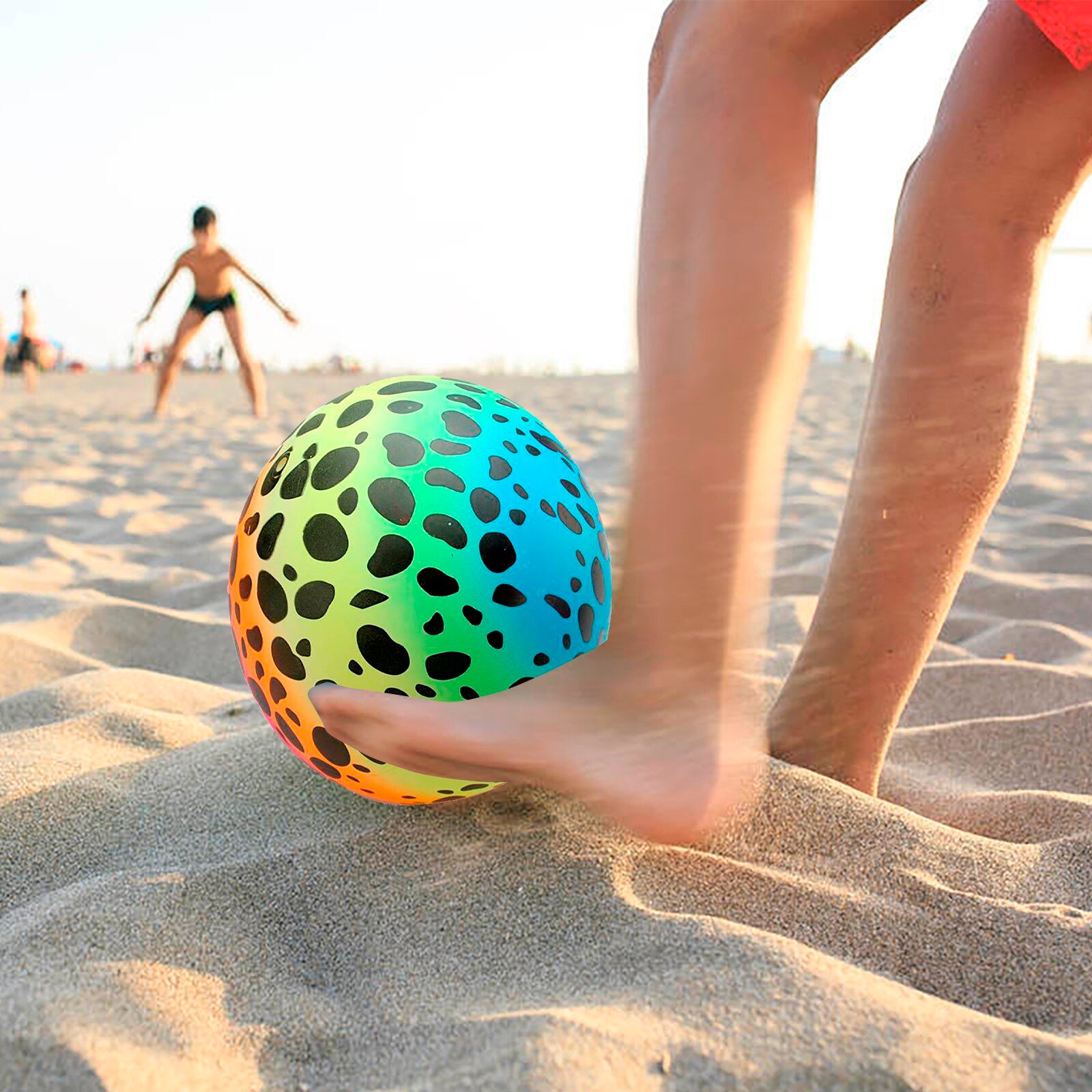 Summer Beach Rainbow Sports Ball Inflatable Handball For Outside Activities Football For Outdoor Indoor Beach Kids 22.9cm: F