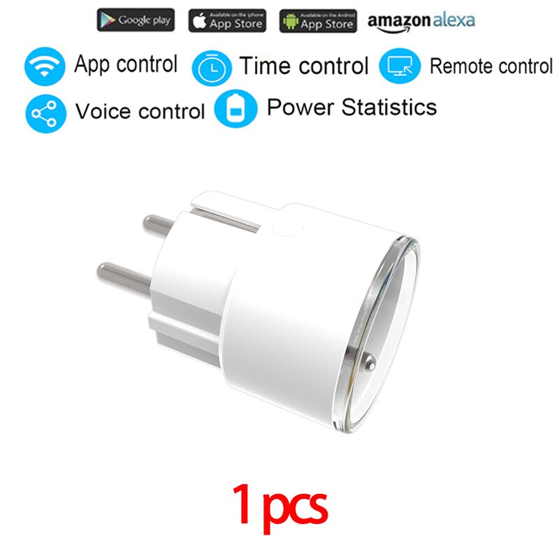16A/10A Wifi Smart Plug EU Adapter Wireless Remote Voice Control Power Energy Monitor Outlet Timer Socket For Alexa Google Home: 1pcs 10A 2300w