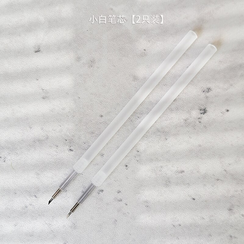 Ins White Pen Knife for Journal Notebook Cute Paper Knife A4 Cutting Board Set Utility Knife Box Cutter: 2PCS Leads