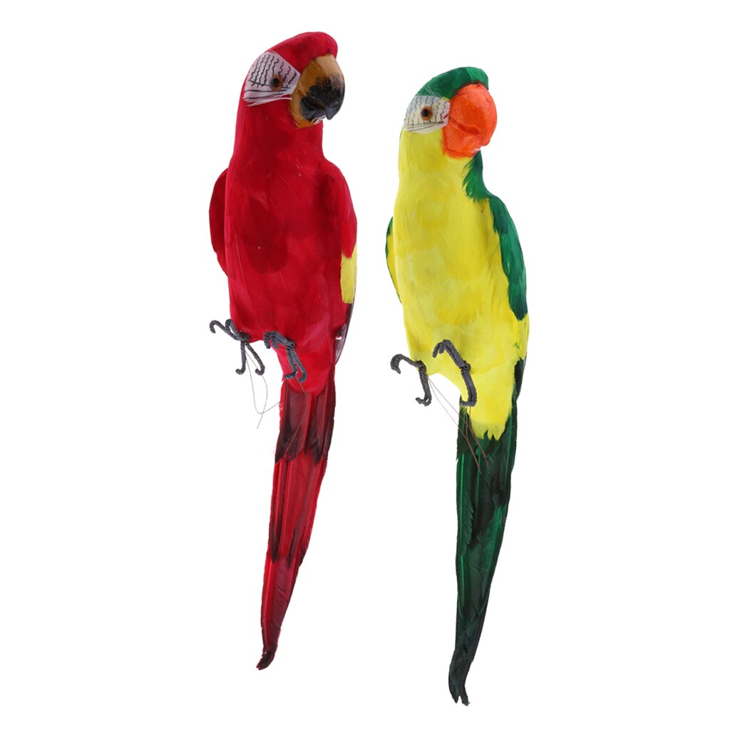 Garden Ornament Parrot Patio Decor Outdoor Artificial Animals Red & Green