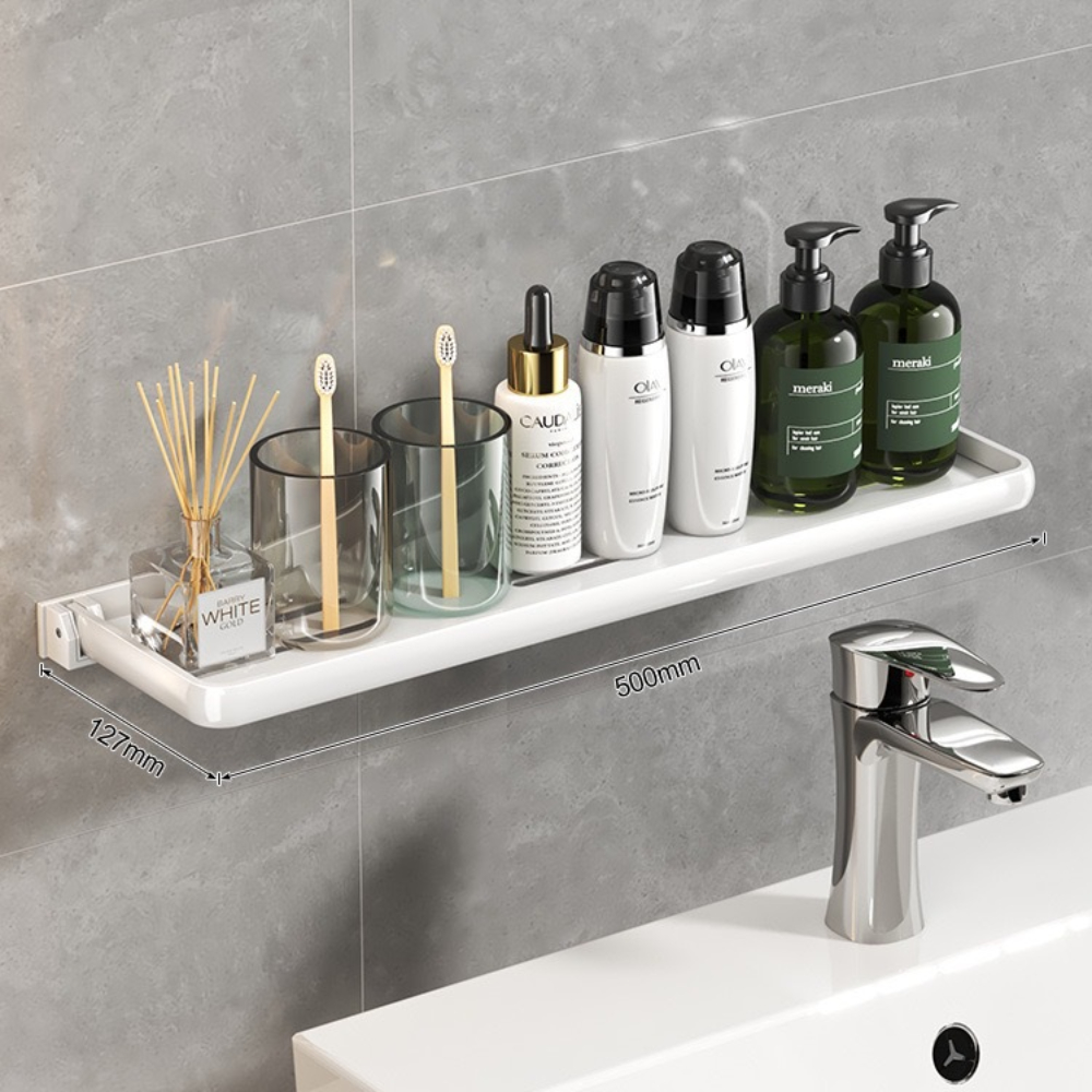 Estantería de aluminio para baño, estante de almacenamiento de desagüe de ducha, estantes de pared de cocina, estante de, sin Taladro: YELLOW