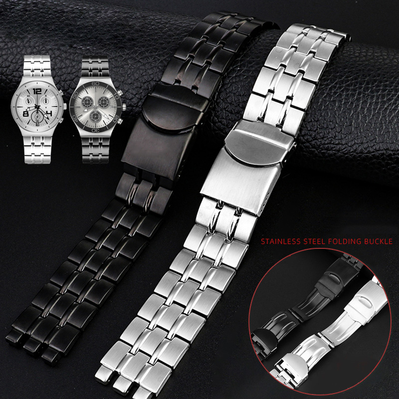 19mm 21mm neue stil Für Swatch männer schwarz stahl uhr Metall Gurt YVS451 YVS435 YCS443G Armbinde zubehör