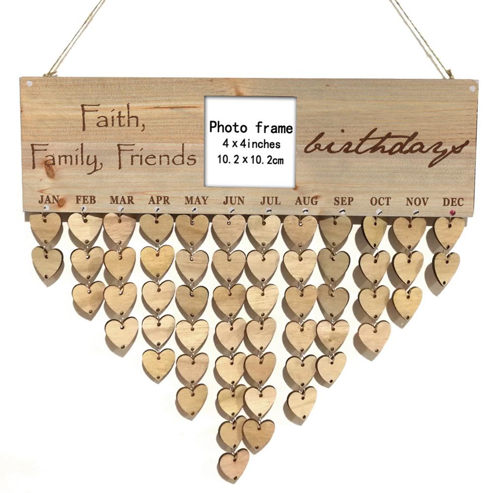 DishyKooker Wooden Family Note Board Photo Frame Calendar Wall Hanging Birthday Reminder Plaque: JM01315
