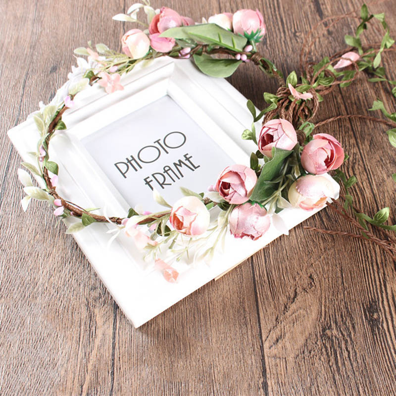 Tiara de flores para niña, diadema de corona rosa y azul, peineta de flor para boda, corona Floral para novia, guirnaldas para el pelo para mujer