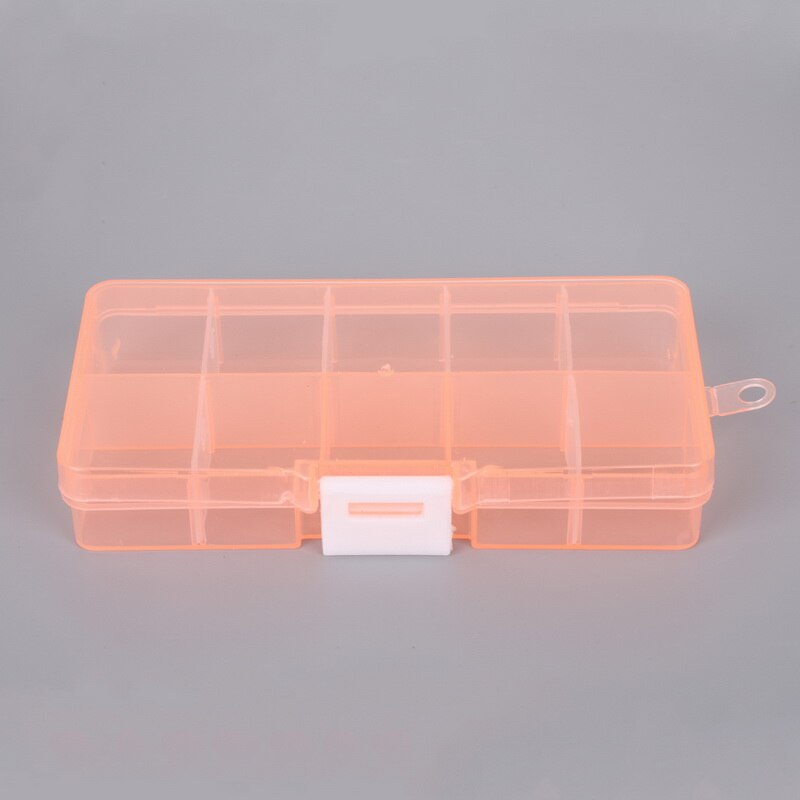 10/15/24 Slots Adjustable Plastic Storage Box Transparent Rectangle Case Organizer Boxes For Small Handmade Packing Jewelry: orange white buckle