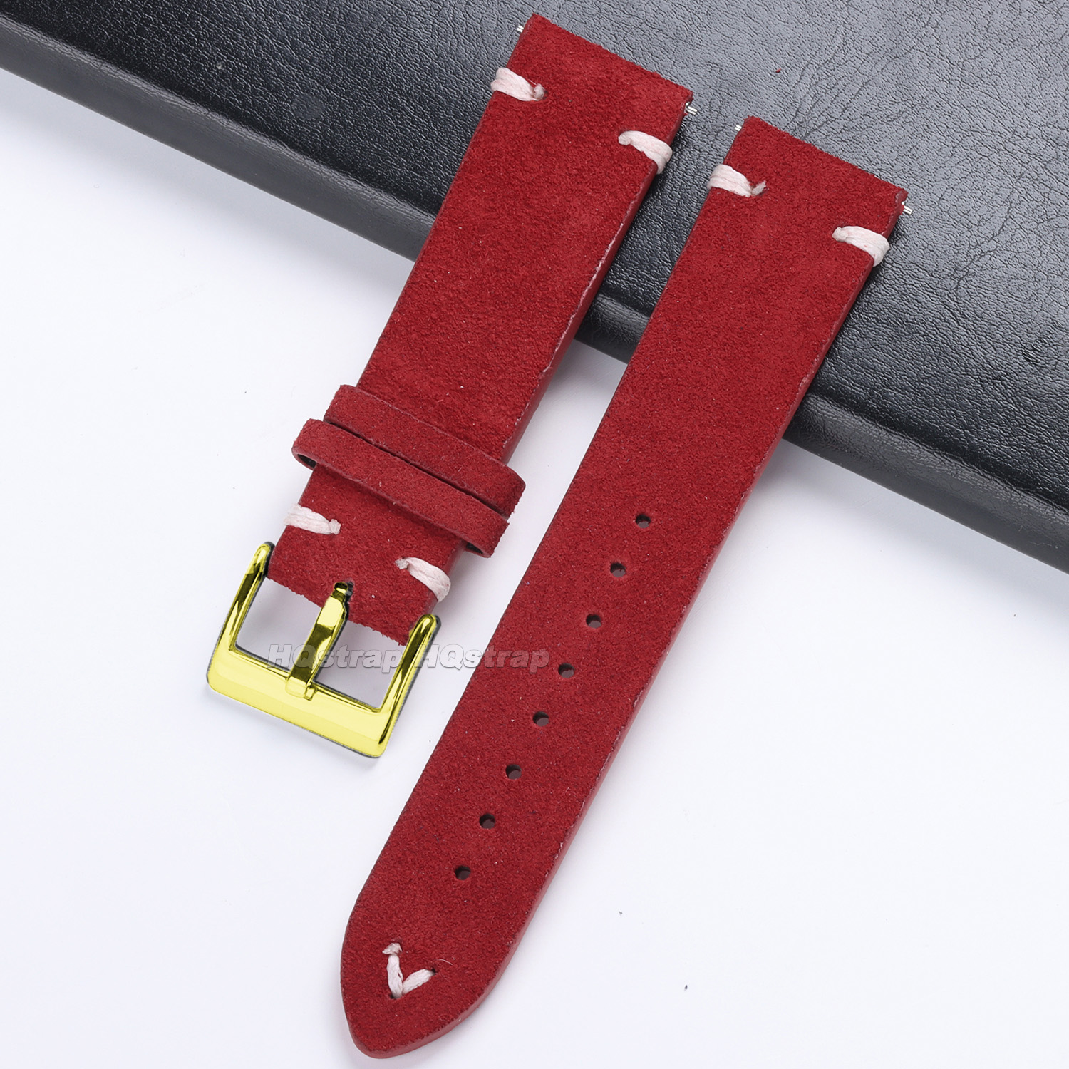 Guldspänne armband 18mm 20mm 22mm mocka läder vintage rem snabbkoppling klockarmband sportarmband tillbehör: Rökig lila / 16mm