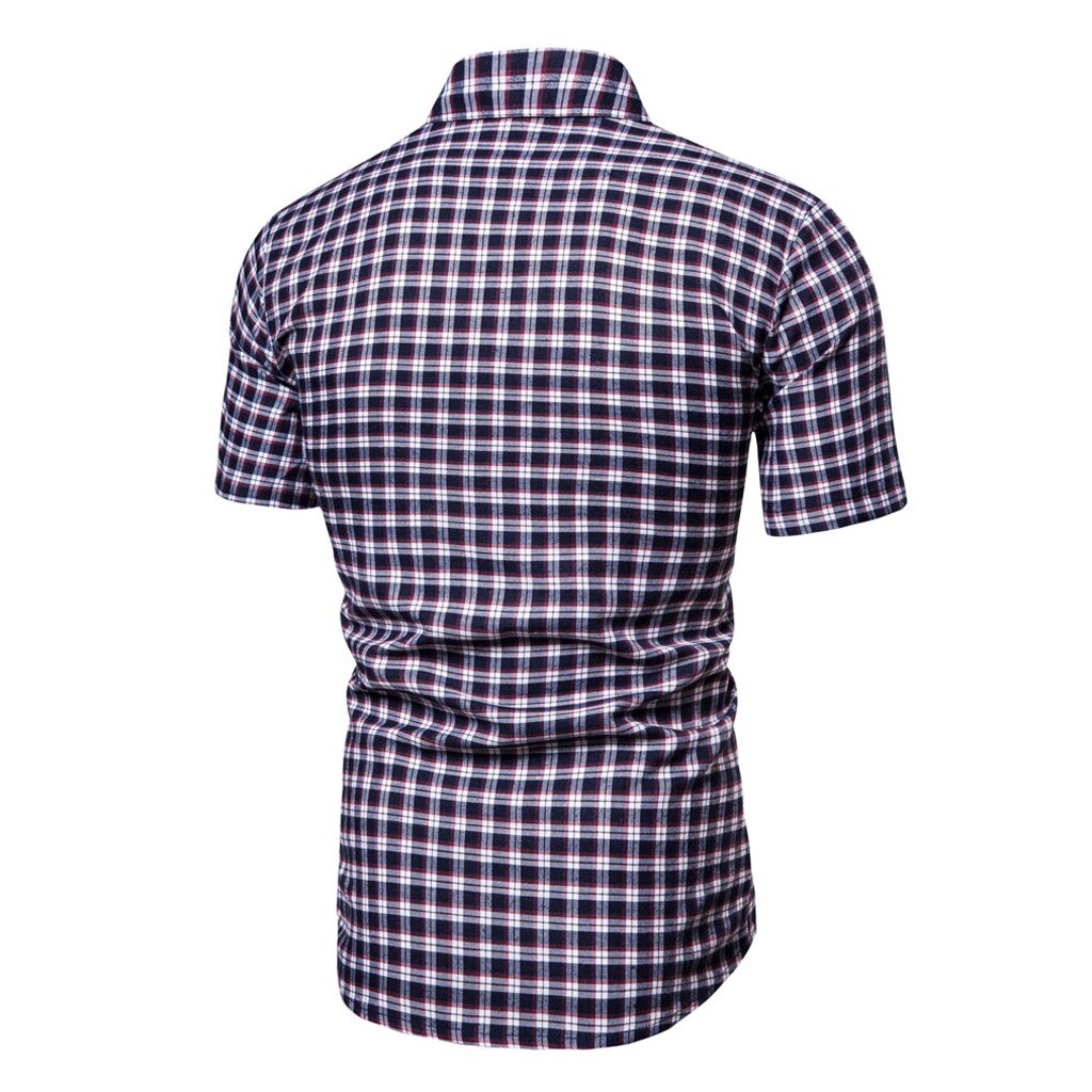 Social dress shirts for men Casual Slim Short Sleeve men clothing Plaid printing shirt men Streetwear camisas para hombre