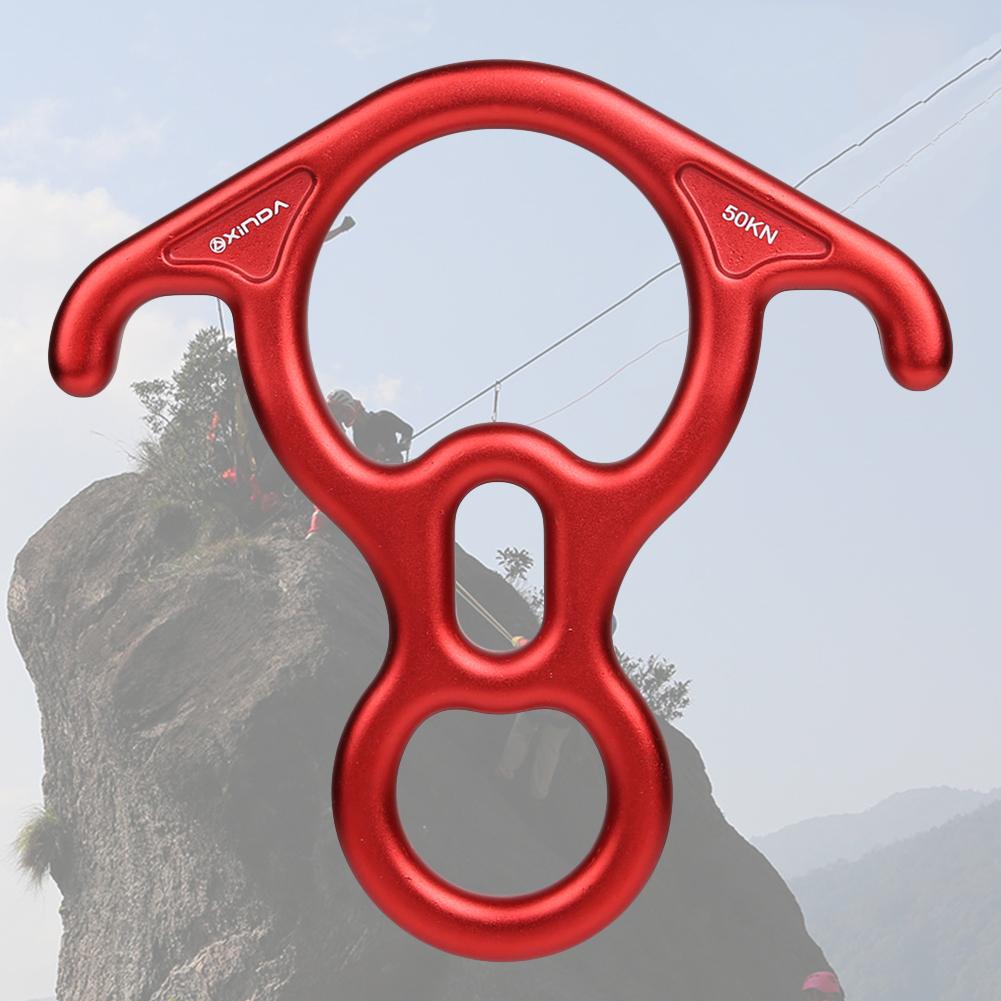 Outdoor Rock Climbing Descender 50KN Figure 8 Word Rope Descender Rappel Ring Downhill Eight Ring Rappelling Gear Belay Device