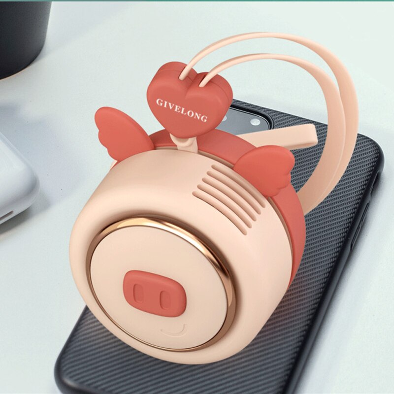 2021 nowy 1PC mini bezłopatkowy opaska na szyję wentylator bezprzewodowy słodkie zwierzątko wiszące liny przenośne wentylatory ładowania USB 3rd koła zębate prędkości wentylować