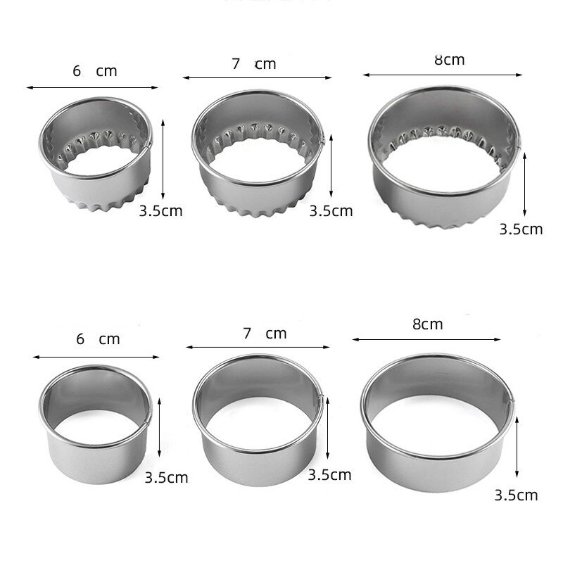 3Pcs Portable Dumplings Cutter Mould Cookie Pastry Maker Stainless Steel Dough Cutting Tool Round/Flower Shaped Kitchen Gadgets