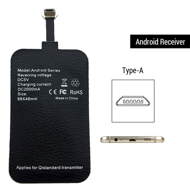 10W 5V/2A Qi Receptor de Cargador Inalámbrico Receptor para el iphone Xiaomi Samsung Universal adaptador de carga inalámbrico Mat: Type-A Receiver