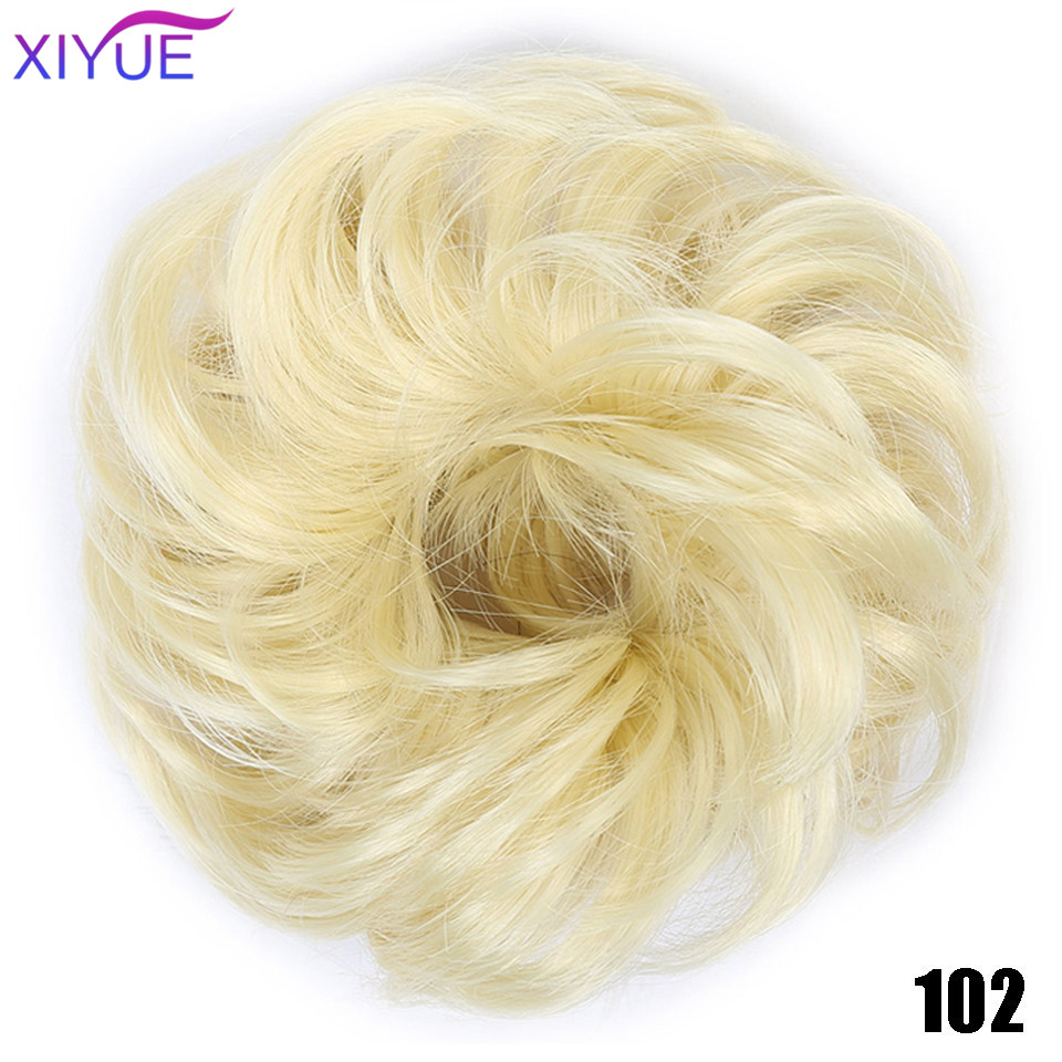 XIYUEMessy Scrunchies Donut Bun Synthetic Hair Chignon Straight Elastic Band Hair Extensions Heat Resistant Hairpieces For Women: #14